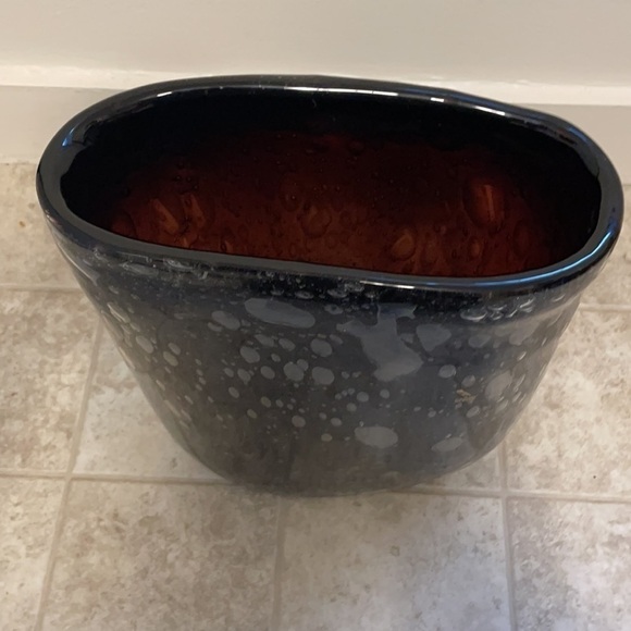 Host Pick🌟 Vetro Artistico Murano Bubble Black Oval Talk Glass Vase OOAK - Picture 3 of 8